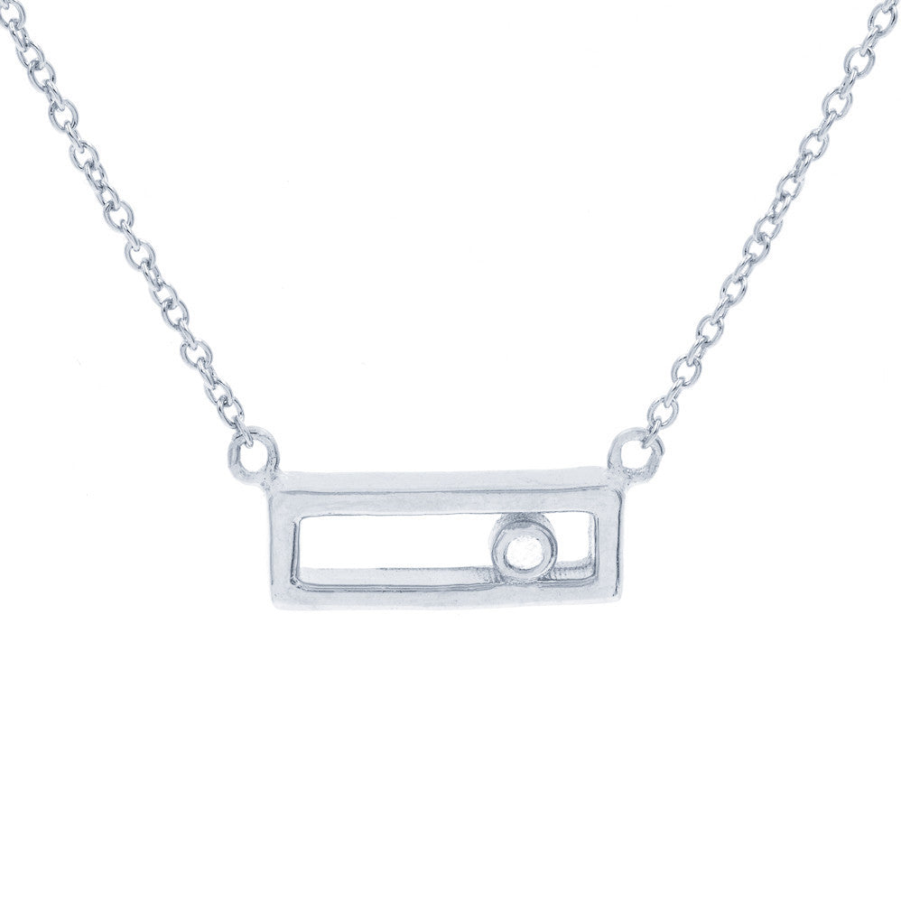 ZDN162 STERLING SILVER 925 RHODIUM PLATED FINISH RECTANGLE PLAIN SILVER NECKLACE