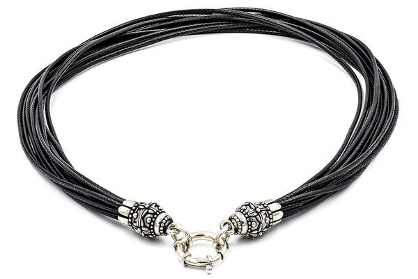 ZDN1974-BLK WAX CORD WITH 925 STERLING SILVER END-TIPS