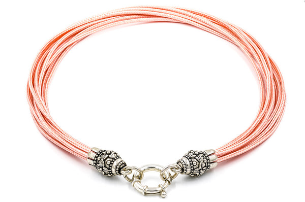 ZDN1974-CORAL WAX CORD WITH 925 STERLING SILVER END-TIPS
