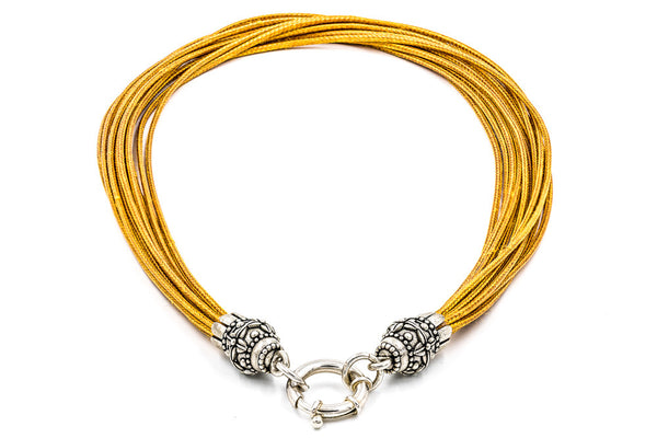 ZDN1974-MUSTARD WAX CORD WITH 925 STERLING SILVER END-TIPS