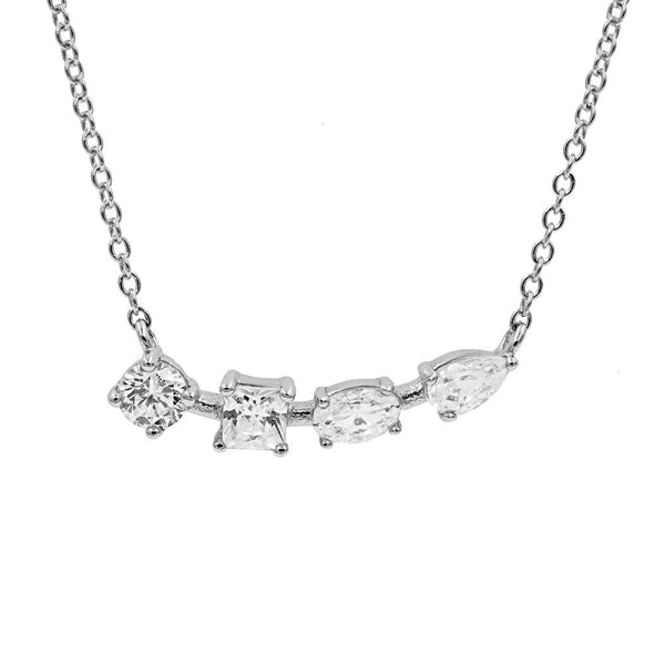 ZDN199 STERLING SILVER 925 RHODIUM PLATED FINISH CUBIC ZIRCONIA NECKLACE