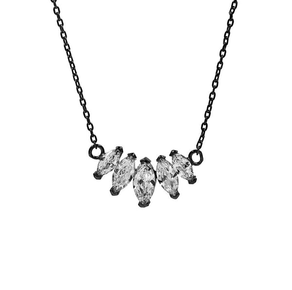 ZDN208-B STERLING SILVER 925 BLACK RHODIUM PLATED FINISH CUBIC ZIRCONIA NECKLACE