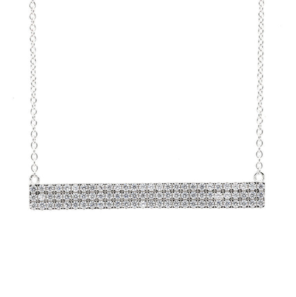 ZDN2780 STERLING SILVER 925 RHODIUM PLATED FINISH CZ BAR DESIGN NECKLACE