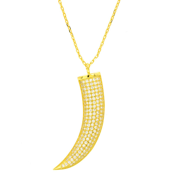 ZDN3060-G STERLING SILVER 925 GOLD PLATED FINISH HORN DESIGN NECKLACE