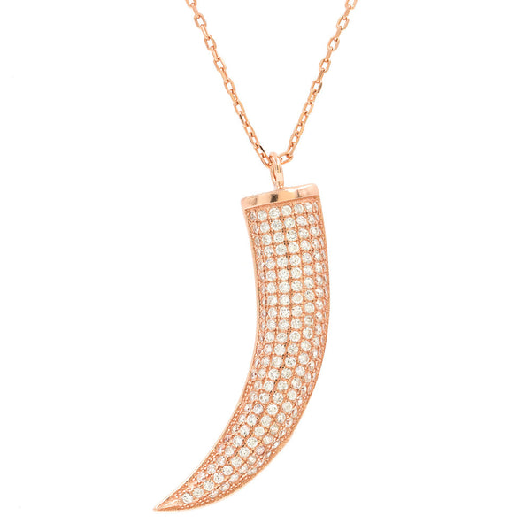 ZDN3060-RG STERLING SILVER 925 ROSE GOLD PLATED FINISH HORN DESIGN NECKLACE