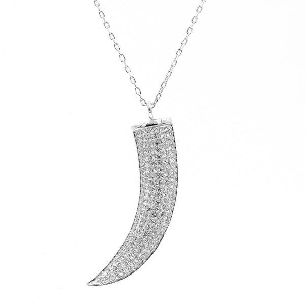 ZDN3060 STERLING SILVER 925 RHODIUM PLATED FINISH HORN DESIGN NECKLACE
