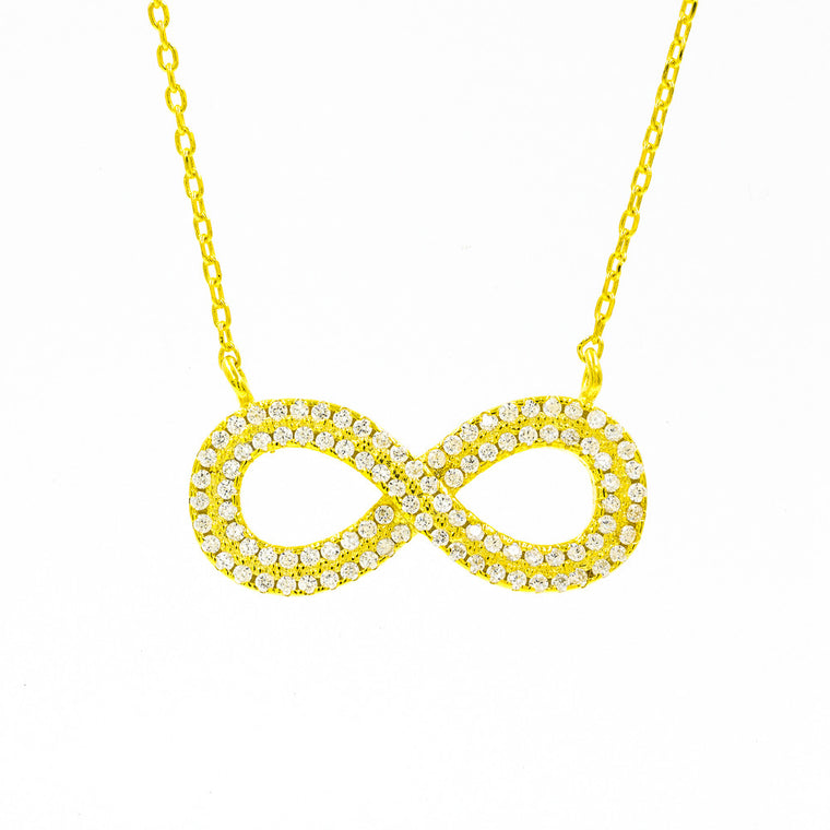 ZDN3170-G STERLING SILVER 925 GOLD PLATED FINISH INFINITY DESIGN NECKLACE