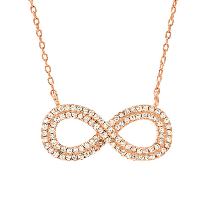 ZDN3170-RG STERLING SILVER 925 ROSE GOLD PLATED FINISH INFINITY DESIGN NECKLACE