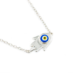 ZDN892 STERLING SILVER 925 RHODIUM PLATED FINISH EVIL EYE HAMSA NECKLACE