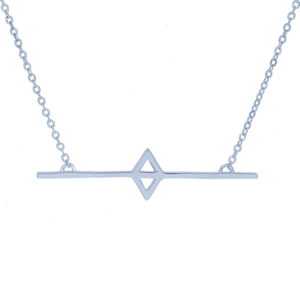 ZDN89 STERLING SILVER 925 RHODIUM PLATED FINISH '' BAR '' DESIGN PLAIN NECKLACE