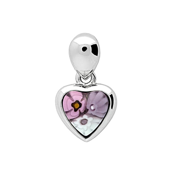 ZDP1012 PINK MILLEFIORI SMALL HEART PENDANT