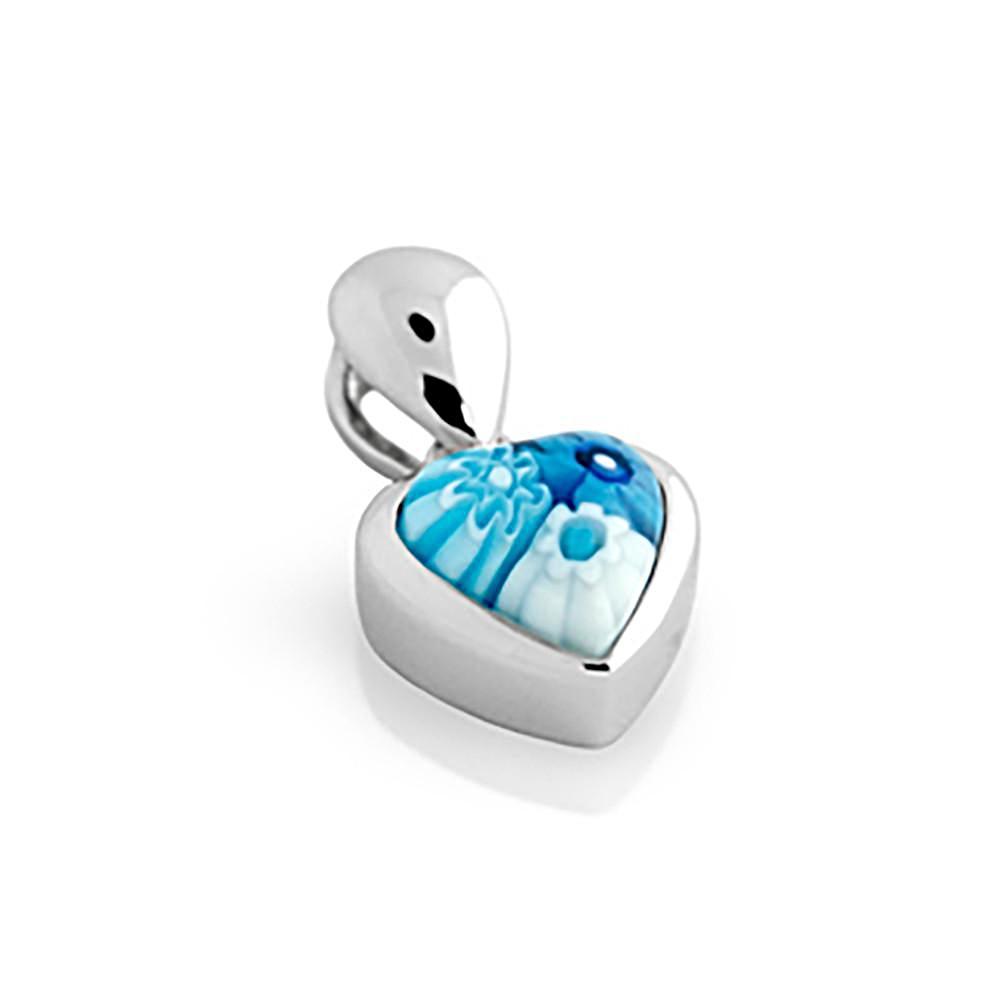 ZDP1013 LIGHT BLUE MILLEFIORI SMALL HEART PENDANT