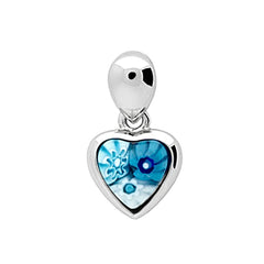 ZDP1013 LIGHT BLUE MILLEFIORI SMALL HEART PENDANT