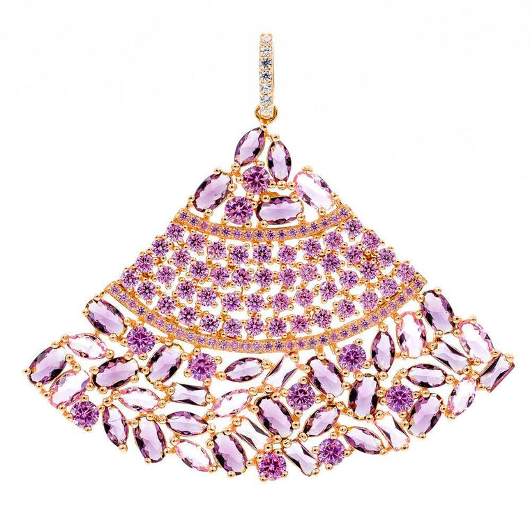 ZDP1958-RG STERLING SILVER 925 ELEGANT ROSE GOLD PLATED FINISH AMETHYST DROP CZ PENDANT