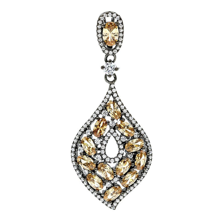 ZDP1980-BLK STERLING SILVER 925 BLACK RHODIUM PLATED ELEGANT DROP CZ PENDANT