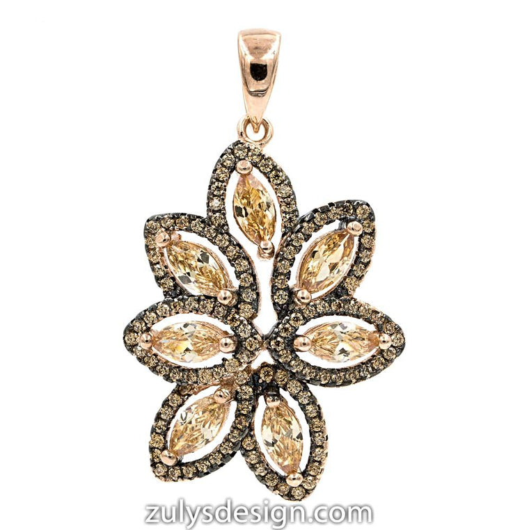 ZDP2056C-RG  STERLING SILVER 925 ROSE GOLD PLATED FINISH ELEGANT CHAMPAGNE PENDANT
