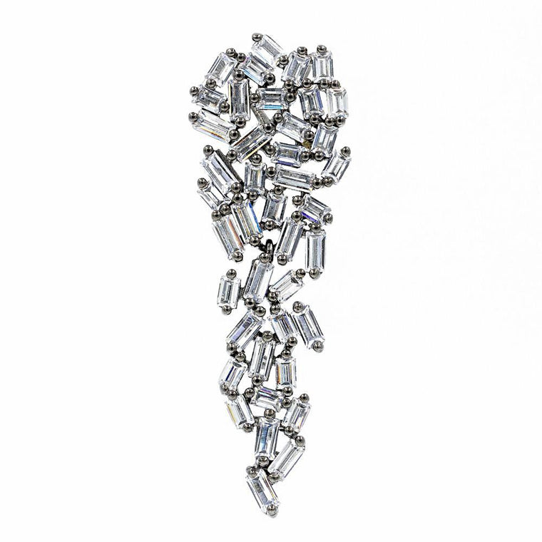 ZDP2588-BLK STERLING SILVER 925 BLACK RHODIUM PLATED BAGUETTE  DROP CZ PENDANT
