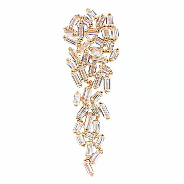 ZDP2588-RG  STERLING SILVER 925 ROSE GOLD PLATED BAGUETTE  DROP CZ PENDANT