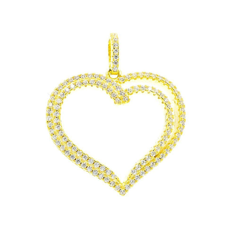 ZDP3013-G STERLING SILVER 925 GOLD PLATED FINISH HEART DESIGN PENDANT WITH CZ
