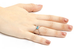 ZDR0497-RGAQ  STERLING SILVER 925 ROSE GOLD AQUA CZ OPEN RING