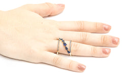 ZDR0546-GS  STERLING SILVER 925 SAPPHIRE BLUE  COLOR  CZ OPEN RING