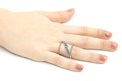 ZDR0546-RAQ  STERLING SILVER 925 AQUA CZ OPEN RING