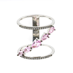 ZDR0546-RM STERLING SILVER 925 MORGANITE PINK COLOR CZ RING