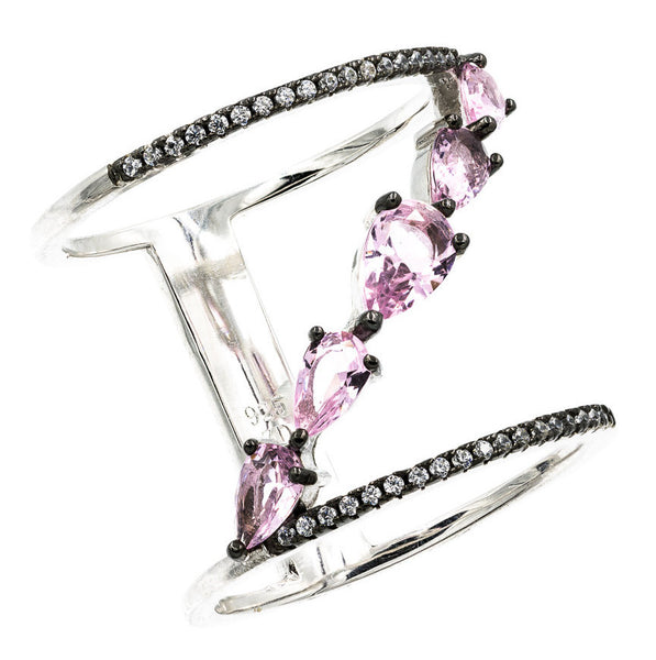 ZDR0546-RM STERLING SILVER 925 MORGANITE PINK COLOR CZ RING