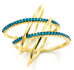 ZDR0583-GT  STERLING SILVER 925 DOUBLE X NANO TURQUOISE  RING