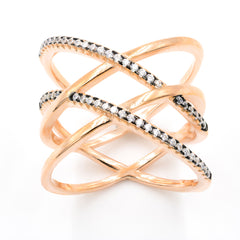 ZDR0583-RGW  STERLING SILVER 925 ROSE GOLD PLATED DOUBLE X CZ RING