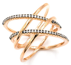 ZDR0583-RGW  STERLING SILVER 925 ROSE GOLD PLATED DOUBLE X CZ RING