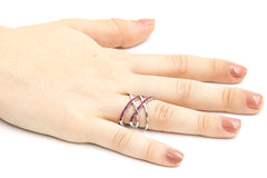 ZDR0583-RR  STERLING SILVER 925 DOUBLE X RUBY COLOR CZ RING