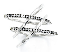 ZDR0583-RW  STERLING SILVER 925 DOUBLE X CZ RING