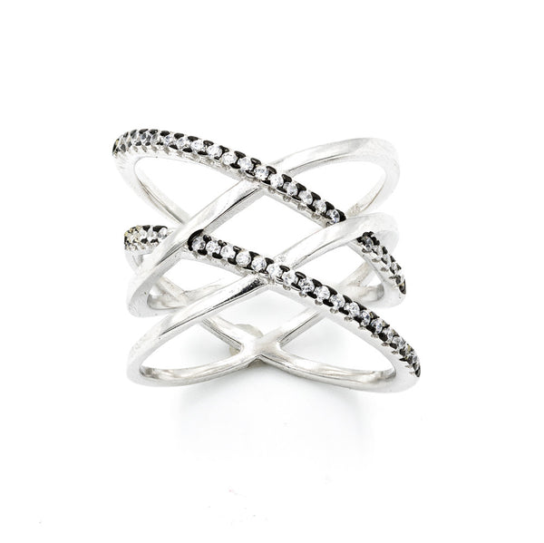 ZDR0583-RW  STERLING SILVER 925 DOUBLE X CZ RING