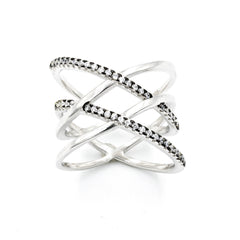 ZDR0583-RW  STERLING SILVER 925 DOUBLE X CZ RING
