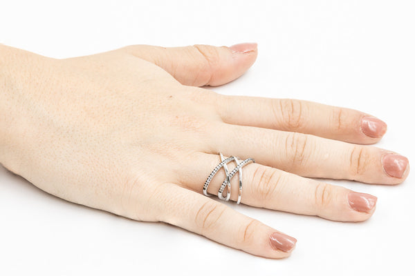 ZDR0583-RW  STERLING SILVER 925 DOUBLE X CZ RING