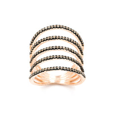 ZDR0740-RGCH  STERLING SILVER 925 ROSE GOLD PLATED  CHAMPAGNE CZ RING