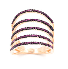 ZDR0740-RGR  STERLING SILVER 925 ROSE GOLD PLATED  RUBY CZ RING