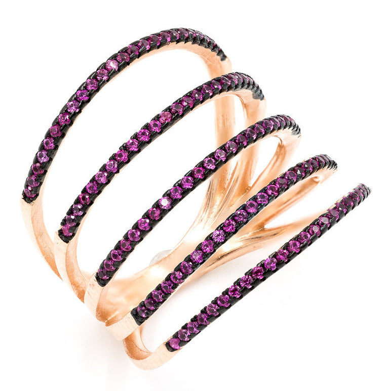 ZDR0740-RGR  STERLING SILVER 925 ROSE GOLD PLATED  RUBY CZ RING