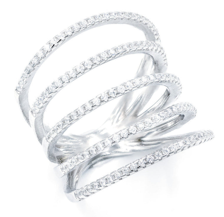 ZDR0740-R  STERLING SILVER 925 RHODIUM PLATED WHITE CZ RING