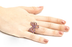 ZDR0764-RGR STERLING SILVER 925  RUBY CZ BOW DESIGN RING