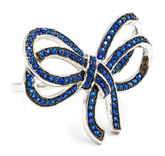 ZDR0764-RS STERLING SILVER 925  SAPPHIRE CZ BOW DESIGN RING