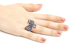 ZDR0764-RS STERLING SILVER 925  SAPPHIRE CZ BOW DESIGN RING