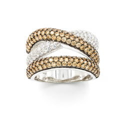 ZDR0967-RCH  STERLING SILVER 925 CHAMPAGNE  AND WHITE CZ RING