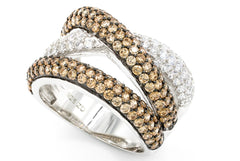 ZDR0967-RCH  STERLING SILVER 925 CHAMPAGNE  AND WHITE CZ RING