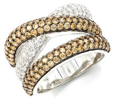 ZDR0967-RCH  STERLING SILVER 925 CHAMPAGNE  AND WHITE CZ RING
