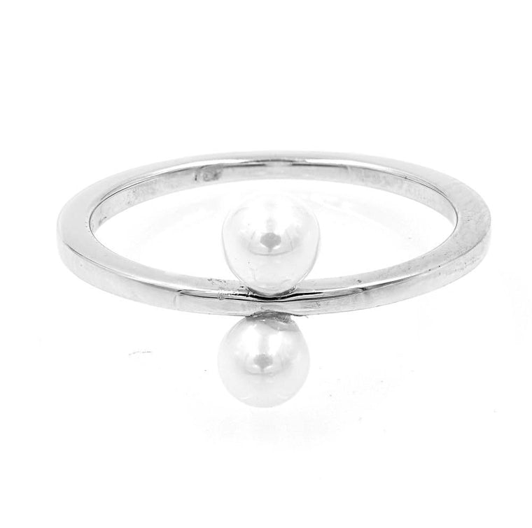 ZDR170 STERLING SILVER 925 RHODIUM PLATED FINISH PEARL DESIGN RING
