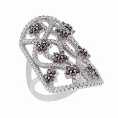 ZDR24453  STERLING SILVER 925 MICRO-PAVE FLOWER DESIGN