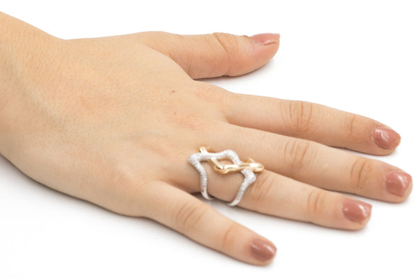 ZDR25675-RG  STERLING SILVER 925 TWO TONE PLATED CZ RING