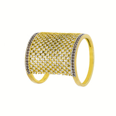 ZDR25986-G  STERLING SILVER 925 GOLD PLATED FINISH MICRO-PAVE TWO TONE CUBIC ZIRCONIA RING